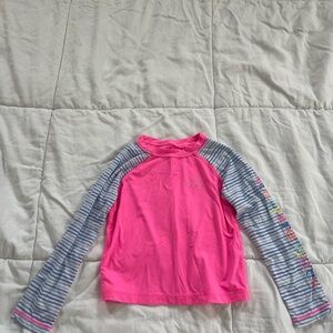 Vineyard Vines Girls Pink and Blue Rashguard Swim Top